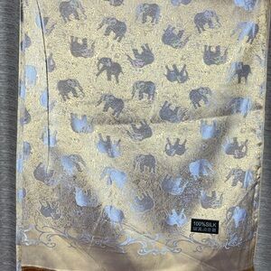 Silk Scarf with Elephant Pattern